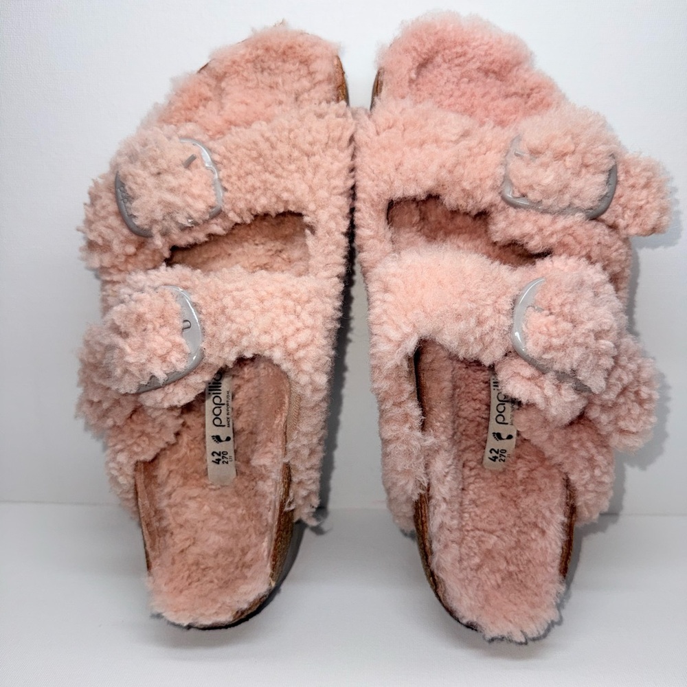 Birkenstock Plush Shearling Platform Sandals - Light Pink - Picture 5 of 9
